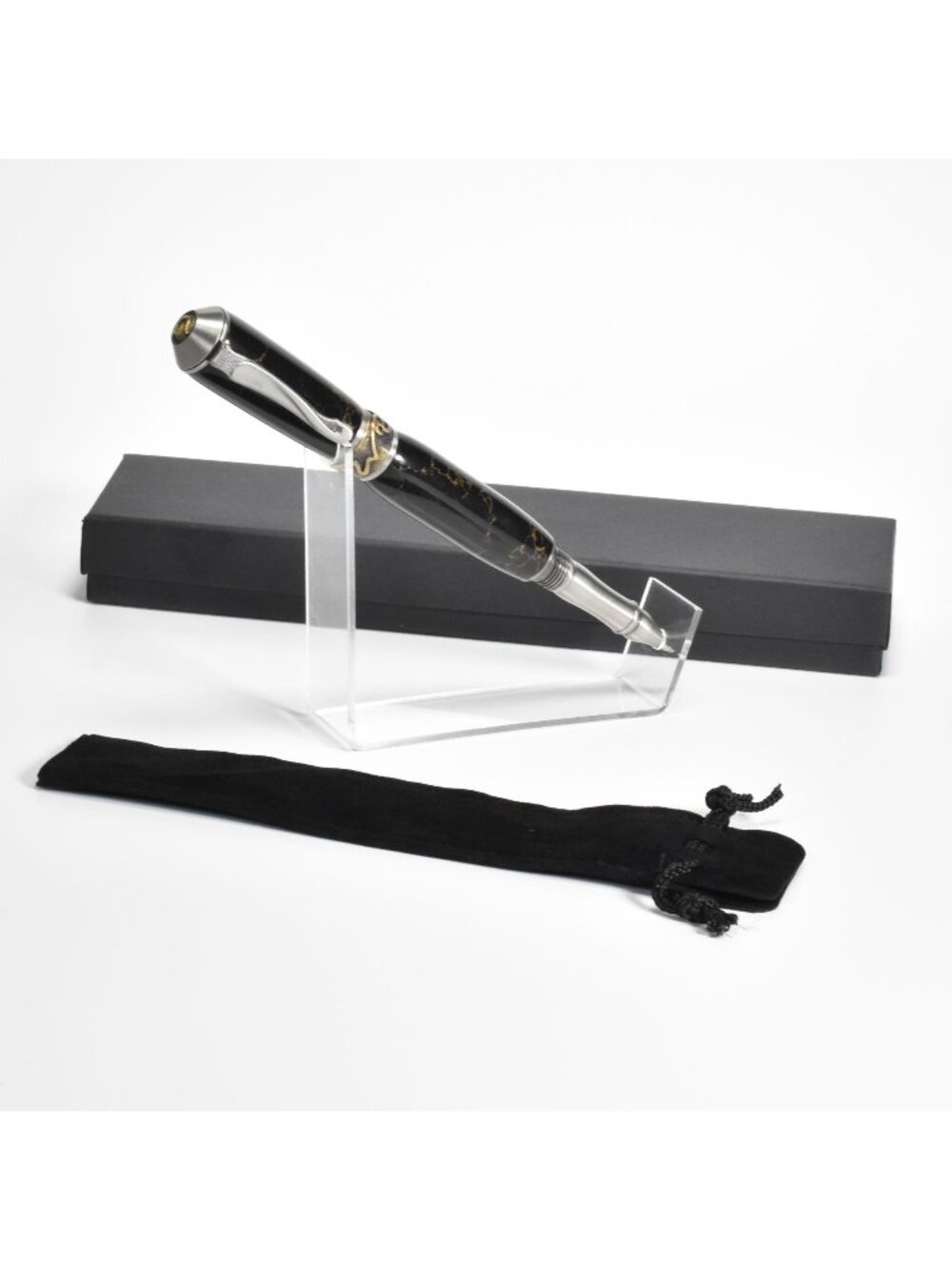 Broadwell Nouveau Sceptre Antique Pewter & Trustone Rollerball Pen w/ Box & Bag